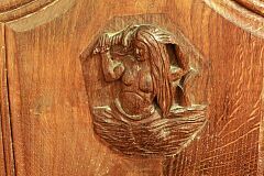 Mermaid bench end  © Leicestershire County Council